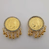 24K Gold Plated Coin Golden Beads Crystal Earrings