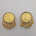 24K Gold Plated Coin Golden Beads Crystal Earrings
