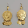 24K Gold Plated Coin Round Drop Danglers Earrings