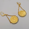 24K Gold Plated Elegant Crystal Coin Earrings