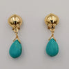 18K Gold Plated Turquoise Button Earrings