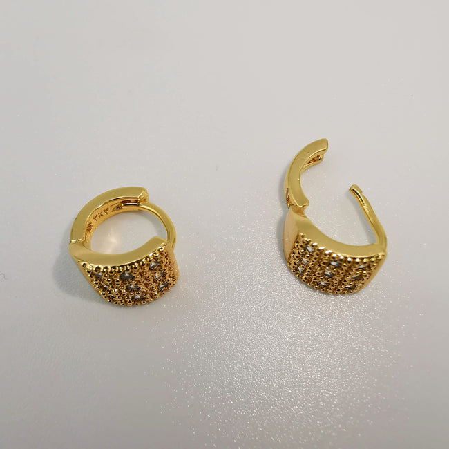 24K Gold Plated Circular Crystal Earrings