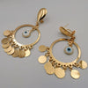 21K Gold Plated Round Eye Dangler Earrings