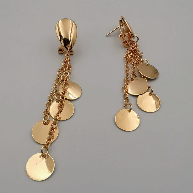 21K Gold Plated Simple Round Danglers Earrings
