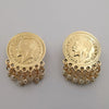 24K Gold Plated Coin Simple White Beads Earrings