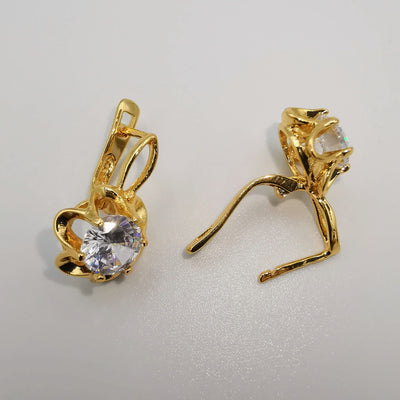 24K Gold Plated Bow tie Crystal Earrings
