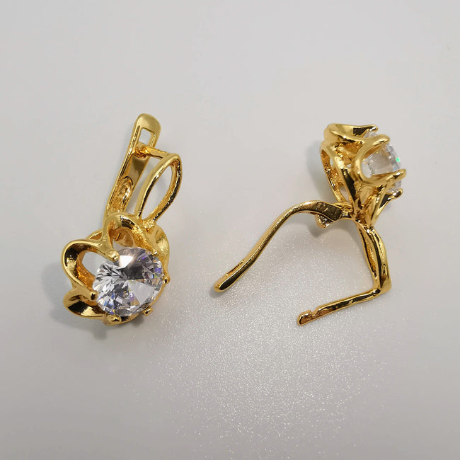 24K Gold Plated Bow tie Crystal Earrings