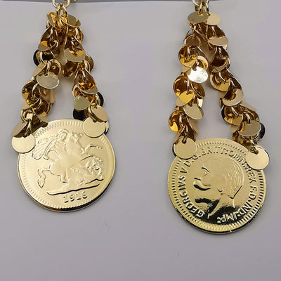 24K Gold Plated Funky Coin Danglers Earrings