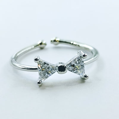 Bow Tie Silver Adjustable Ring - Offer Hunts