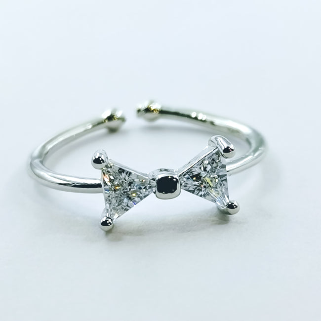 Bow Tie Silver Adjustable Ring - Offer Hunts