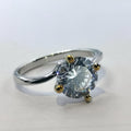 Kardi Silver Ring - 4 Gold Prongs and 1 Stone - Offer Hunts