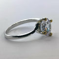 Kardi Silver Ring - 4 Gold Prongs and 1 Stone - Offer Hunts