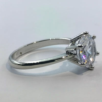 Classic Silver Ring - 6 Prongs and 1 Stone - Offer Hunts