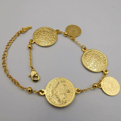 24K Gold Plated Multi Coin Bracelet - Offer Hunts